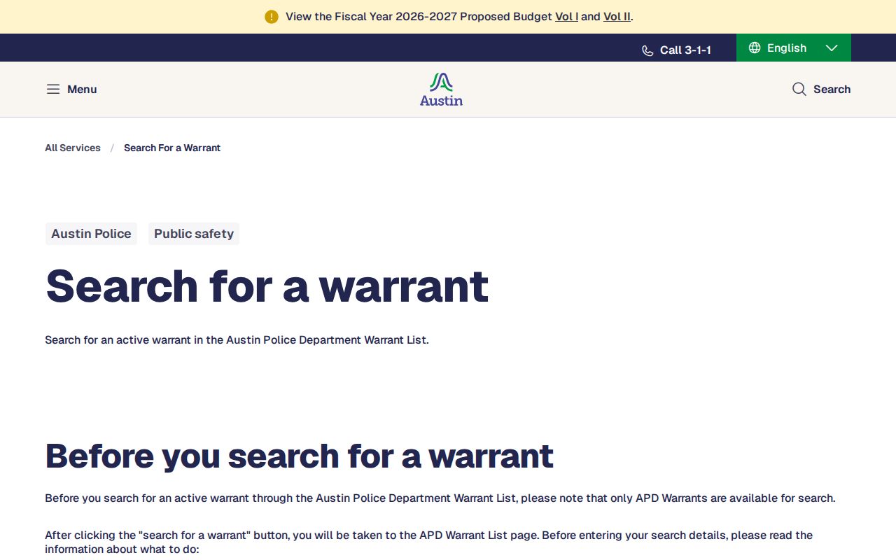 Austin APD warrant search scope notice for Travis County