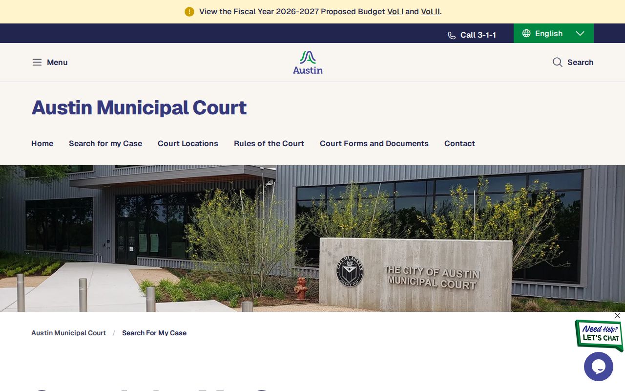 Austin Municipal Court case portal for Austin municipal warrant records