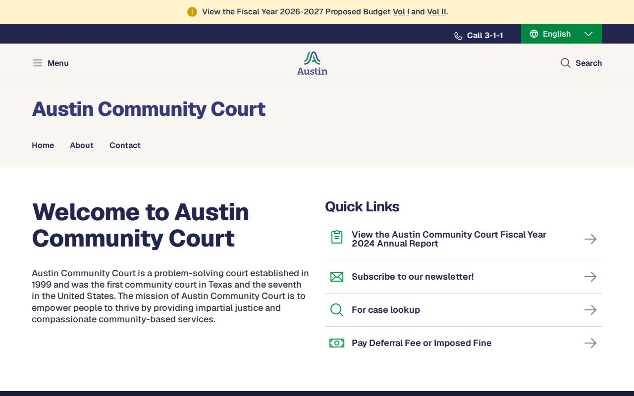 Austin Community Court voluntary warrant resolution information for Travis County