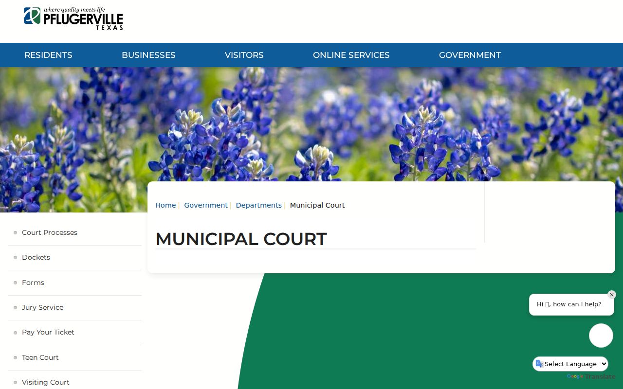 Pflugerville Municipal Court access point for Pflugerville warrant records