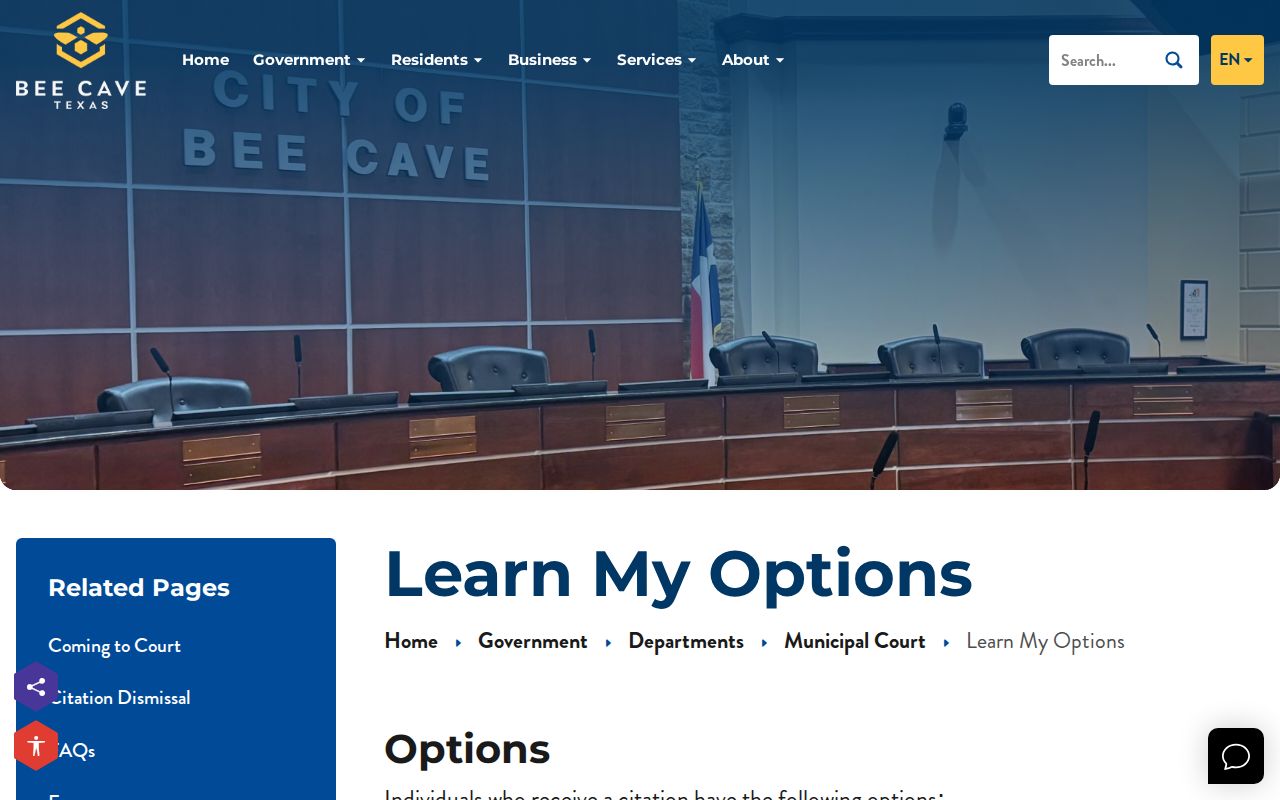 Bee Cave Municipal Court information for Bee Cave warrant records